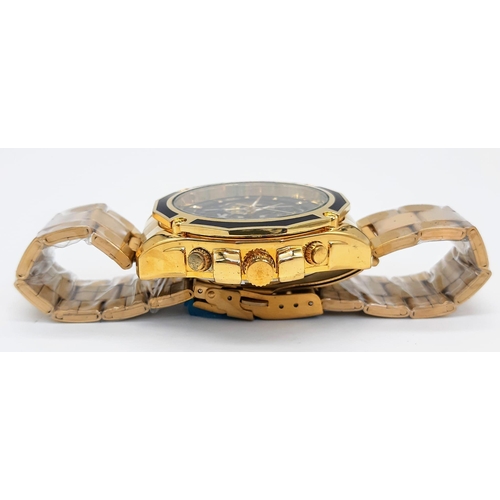 901 - An Unworn Men’s, Royal Oak Style, Gold Tone, Skeleton Front and Back Automatic Watch by Forsinning. ... 