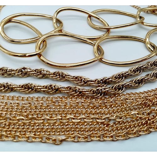 903 - A Selection of 6 Gold Tone Costume Jewellery Necklaces. 210.10g total weight. Please see photos for ... 