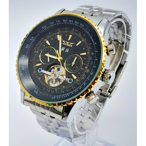 943 - An Unworn Men’s, Skeleton Front and Back, Automatic Stainless Steel Watch by Jaragar. Complete with ... 