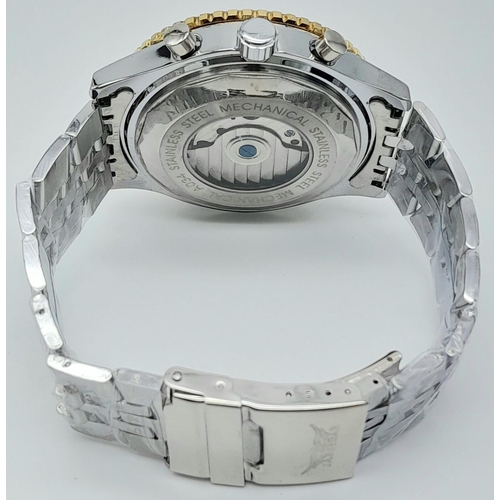 943 - An Unworn Men’s, Skeleton Front and Back, Automatic Stainless Steel Watch by Jaragar. Complete with ... 