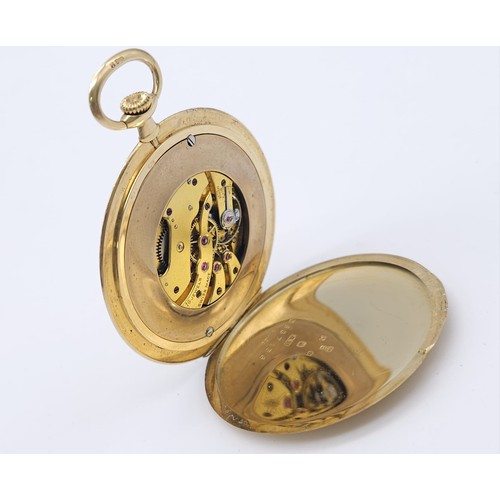 192 - An Asprey of London 18K Yellow Gold Slimline Pocket Watch. 
Engine turn pattern with engraved cartou... 