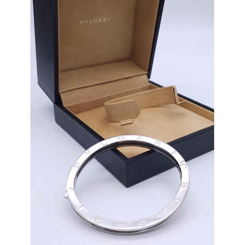 3 - A Buglari B.Zero1 Bangle Bracelet in Stainless Steel with 18k Yellow Gold Inlay, Interior Length 6.4... 