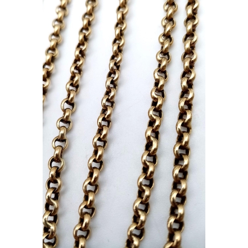 468 - A Vintage 9K Yellow Gold Belcher Necklace/Chain. 57cm length. 7.62g weight.