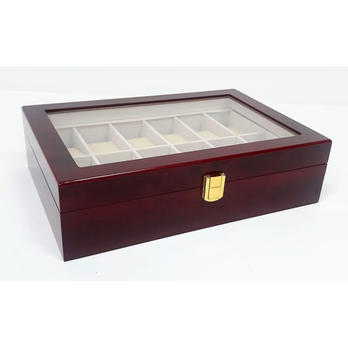 751 - A high quality wooden watch case for 12 watches (often used by ROLEX and OMEGA dealers), made from h... 