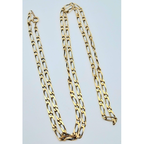 80 - A 9K Yellow Gold Elongated Link Chain. 64cm length. 8.68g weight.
