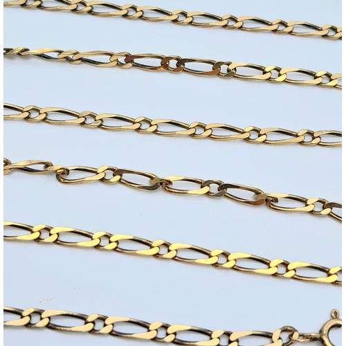 80 - A 9K Yellow Gold Elongated Link Chain. 64cm length. 8.68g weight.