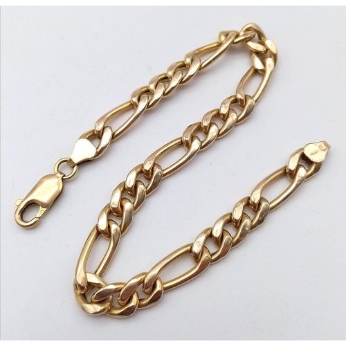 129 - A 9K Yellow Gold Figaro Link Bracelet. 20cm. 7.1g weight.