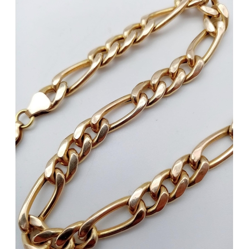 129 - A 9K Yellow Gold Figaro Link Bracelet. 20cm. 7.1g weight.