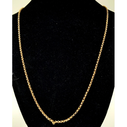 29 - A 9K Rose Gold Belcher Link Chain/Necklace. 72cm. 11.72g weight.