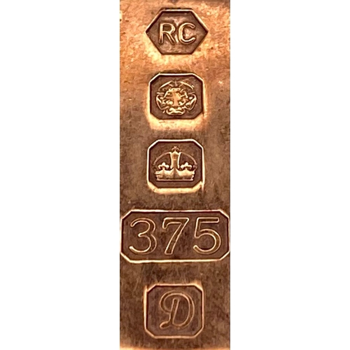 391 - A Vintage 9K Rose Gold Ingot Pendant. Edinburgh hallmarks for 1978. 5cm. 30.88g weight.