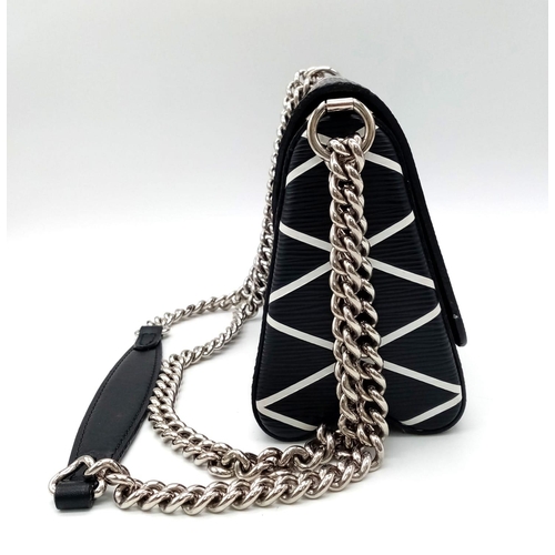 97 - A Louis Vuitton Twist Shoulder Bag in Black Epi Leather with White Diamond Pattern, Silver Coloured ... 