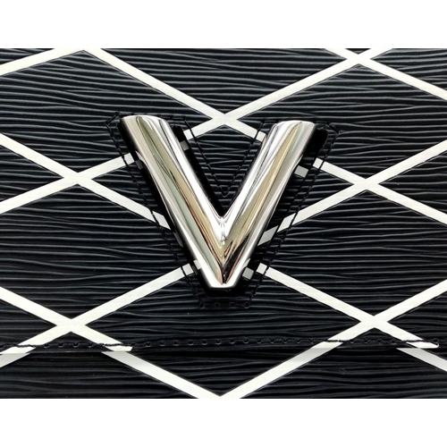 97 - A Louis Vuitton Twist Shoulder Bag in Black Epi Leather with White Diamond Pattern, Silver Coloured ... 