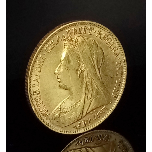 127 - An 1896 Queen Victoria 22K Gold Half Sovereign Coin.