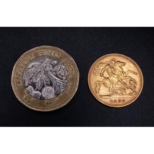 127 - An 1896 Queen Victoria 22K Gold Half Sovereign Coin.
