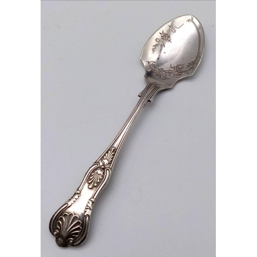 1346 - An intriguing hallmarked Silver antique spoon.
Stunning shape and scrolling design.
Weight: 26.1g