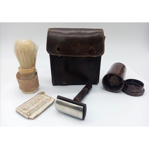 156 - WW2 British Shaving Kit, sent to a Prisoner of War in German containing a hidden compass under the
s... 
