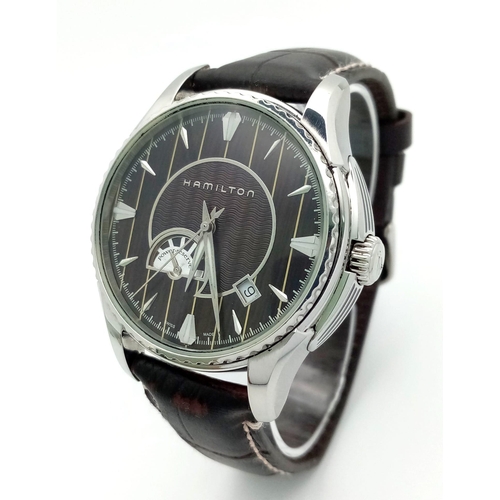 397 - A Hamilton Limited Edition Riva Gents Automatic Watch. Brown leather strap. Stainless steel case - 4... 