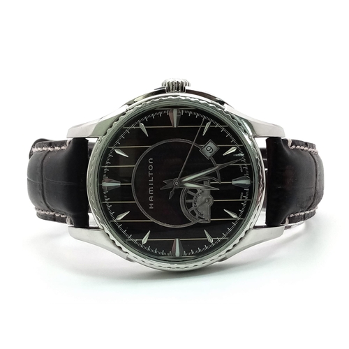 397 - A Hamilton Limited Edition Riva Gents Automatic Watch. Brown leather strap. Stainless steel case - 4... 