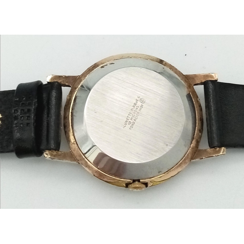 765 - A Vintage Oris Super 17 Jewels Mechanical Gents Watch. Black leather strap. Two tone case - 33mm. Me... 