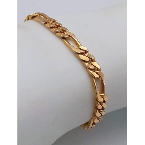 771 - A 14K Yellow Gold Figaro Link Bracelet. 18cm. 13.48g weight.