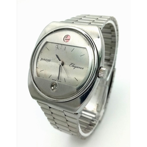 A Rare Vintage Rado Elegance Mechanical Gents Watch. Stainless steel bracelet and case 36mm. Silve