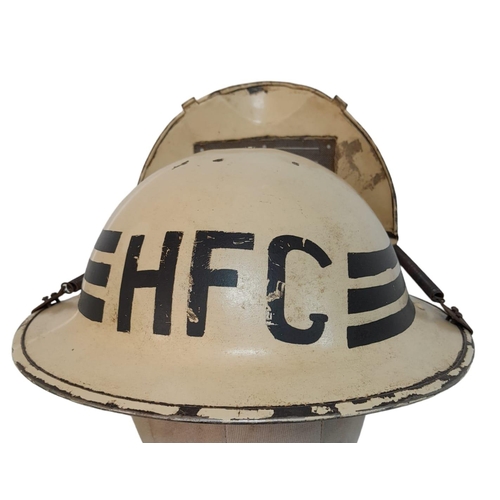 253 - WW2 1941 Dated British Home Front Fire Guards Zuckerman Helmet with rare visor for incendiary bombs.