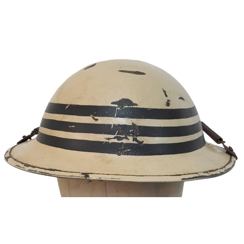 253 - WW2 1941 Dated British Home Front Fire Guards Zuckerman Helmet with rare visor for incendiary bombs.