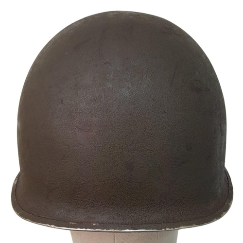 323 - WW2 US Fixed Bale M1 Helmet with insignia of the 1st Infantry Division. “The Big Red 1”.