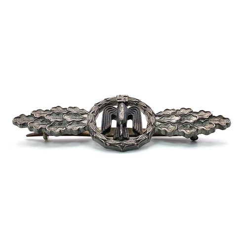 366 - 3rd Reich Luftwaffe Squadron Clasp for Bomber Pilots-Silver Grade. Late War silvered tombac, non- ma... 