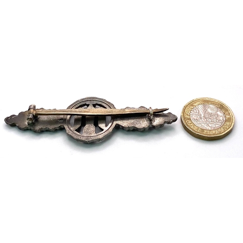 366 - 3rd Reich Luftwaffe Squadron Clasp for Bomber Pilots-Silver Grade. Late War silvered tombac, non- ma... 