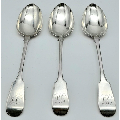 426 - Spoon rarely get much better than this.
A trio of Georgian, Edinburgh Silver, 1847 large monogrammed... 