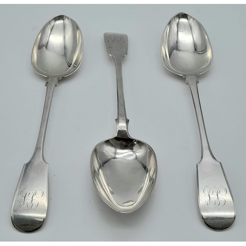 426 - Spoon rarely get much better than this.
A trio of Georgian, Edinburgh Silver, 1847 large monogrammed... 