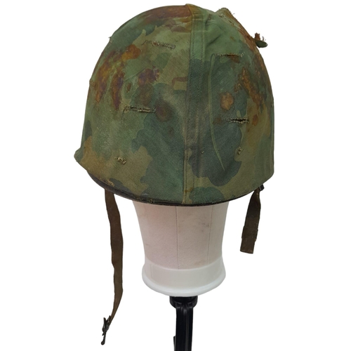 757 - Vietnam War Era US M1 Helmet with Mitch pattern Cover and liner. Bought from a farmer in Da-Nang Vie... 