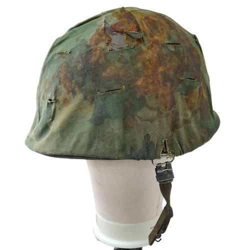 757 - Vietnam War Era US M1 Helmet with Mitch pattern Cover and liner. Bought from a farmer in Da-Nang Vie... 