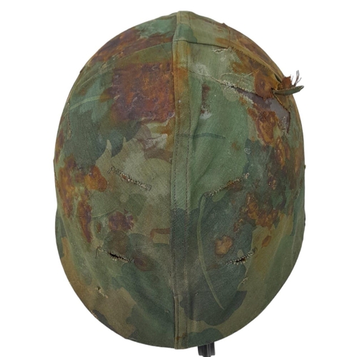 757 - Vietnam War Era US M1 Helmet with Mitch pattern Cover and liner. Bought from a farmer in Da-Nang Vie... 