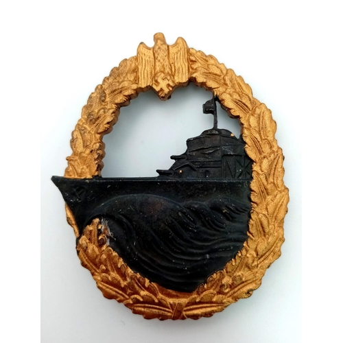 373 - WW2 German Kriegsmarine Destroyer Badge. Maker: S.H.U. Co.