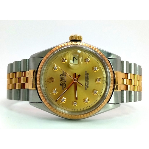 55 - A Rolex Oyster Perpetual Datejust Bi-Metal Gents Watch. 18k gold and stainless steel bracelet and ca... 