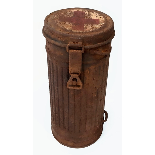 778 - Semi Relic WW2 German Medics Gas Mask Canister. Found in Normandy, France.