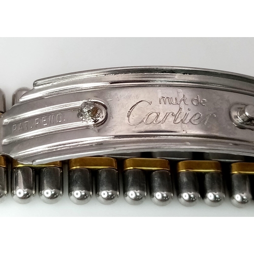 348 - A LADIES MUST DE CARTIER 21 AN EARLY 1990'S MODEL THAT NEEDS THE BEZEL REPOLISHING  28mm     a/f