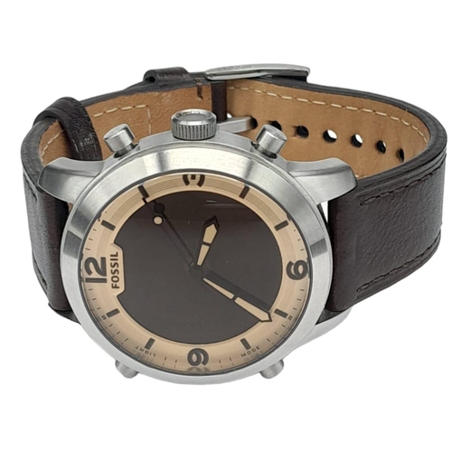 1793 - A Men’s Fossil Quartz Watch on Brown Leather Strap. 48mm Including Crown. Running Well and Keeping G... 