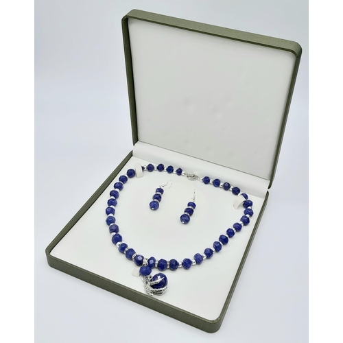 181 - A fashionable, multifaceted lapis lazuli necklace with an eagle’s claw pendant (symbolising power & ... 