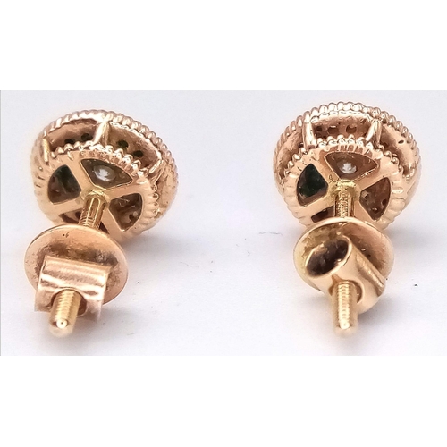 240 - A PAIR OF 14K ROSE GOLD DIAMOND SET STUD EARRINGS. 2G. 0.30CT