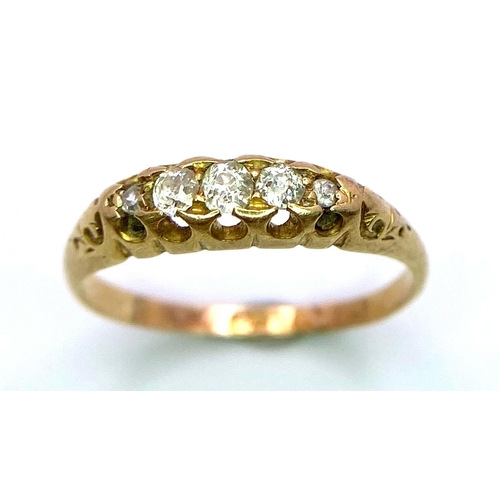 331 - A 18K YELLOW GOLD VINTAGE MOST LIKELY ANTIQUE OLD CUT DIAMOND 5 STONE RING 0.25CT 2.1G SIZE L