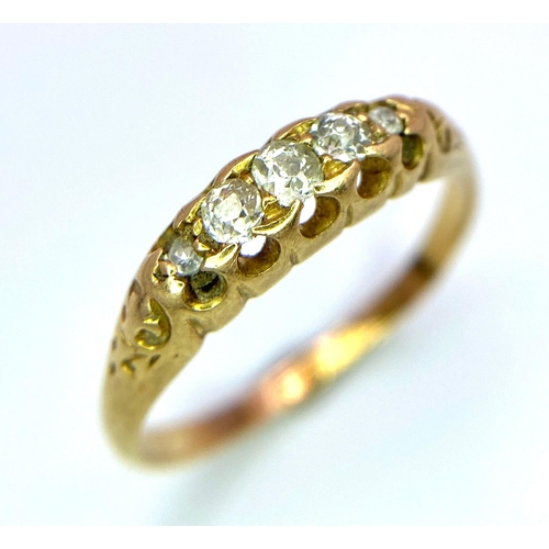 331 - A 18K YELLOW GOLD VINTAGE MOST LIKELY ANTIQUE OLD CUT DIAMOND 5 STONE RING 0.25CT 2.1G SIZE L