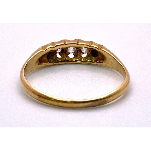 331 - A 18K YELLOW GOLD VINTAGE MOST LIKELY ANTIQUE OLD CUT DIAMOND 5 STONE RING 0.25CT 2.1G SIZE L