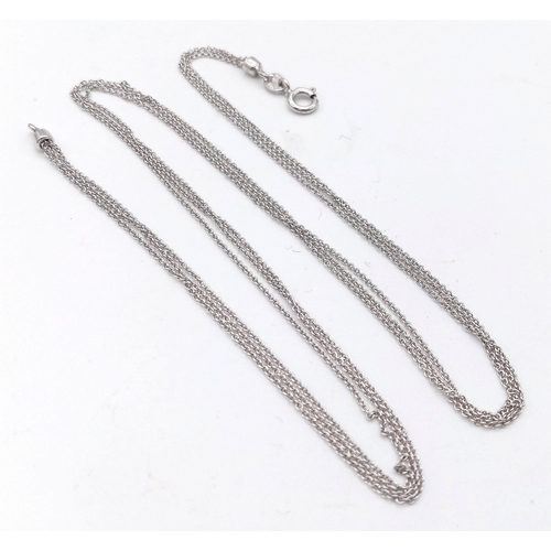 365 - A 18k white gold triple row necklace, 16