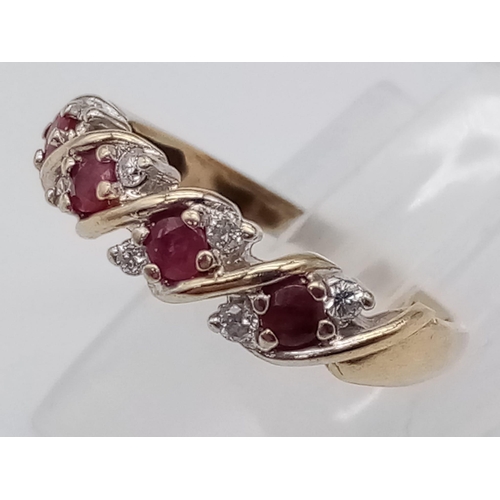 470 - A 9K YELLOW GOLD DIAMOND & RUBY RING 2.7G SIZE N
ref: SC 4032