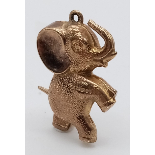 498 - A 9K YELLOW GOLD DUMBO ELEPHANT CHARM / PENDANT 1.9G 24mm x 18mm