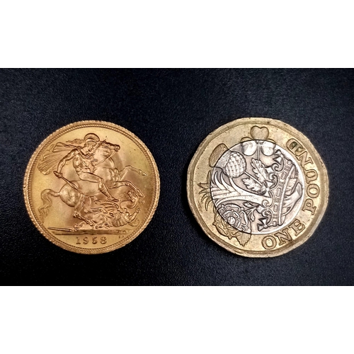 1 - A 1958 Queen Elizabeth II 22K Gold Full Sovereign. EF.