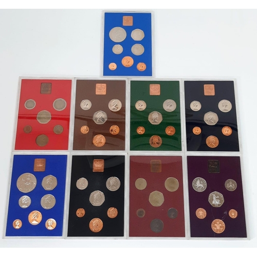 377 - A Wonderful Collection of Royal Mint UK Coins. Nine sets from 1972 -1980, seven of which are PROOF c... 